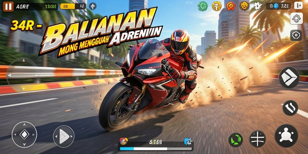 Gameplay seru balapan motor di 34R dengan trek menantang.
