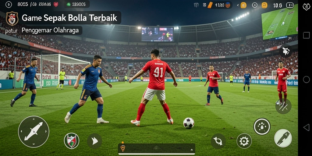 Screenshot dari gameplay sepak bola yang menarik di 8055.