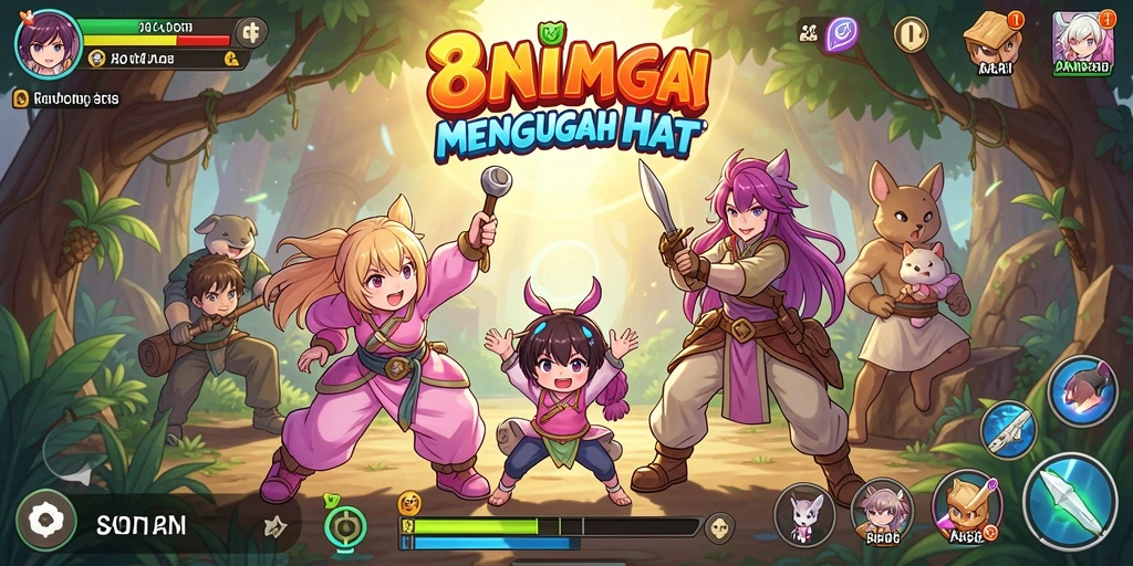 Screenshot gameplay 8II yang menampilkan petualangan seru karakter anime.