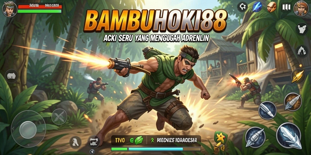 Tampilan seru saat karakter beraksi dalam BAMBUHOKI88.