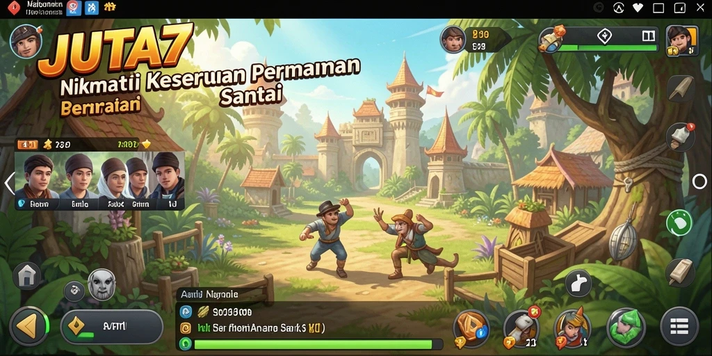 Tangkapan layar utama JUTA7 menunjukkan gamers menikmati gameplay santai.