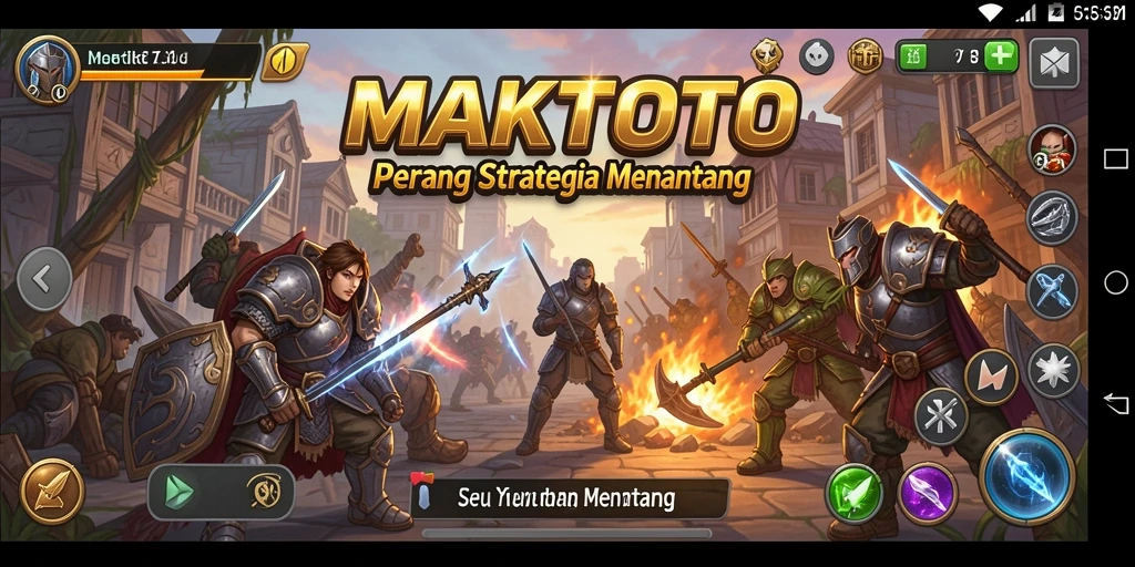 Tangkapan layar gameplay MAKTOTO menampilkan pertempuran strategi yang intens.