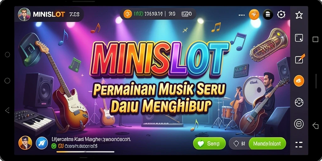 Tampilan gameplay <strong>MINISLOT</strong> yang seru dan penuh warna dengan iringan musik.
