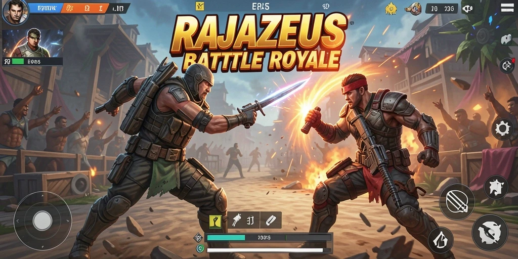 Gameplay seru dalam pertandingan RAJAZEUS Battle Royale.