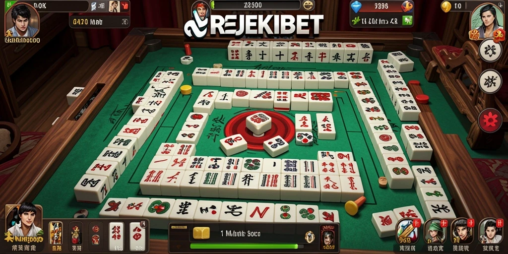 Tampilan gameplay seru dari REJEKIBET yang menampilkan papan Mahjong.