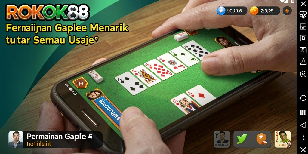 Screenshot dari gameplay ROKOK88 yang menampilkan suasana Gaple.