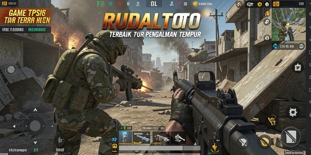 Screenshot RUDALTOTO menampilkan aksi tempur intens dalam gameplay TPS.