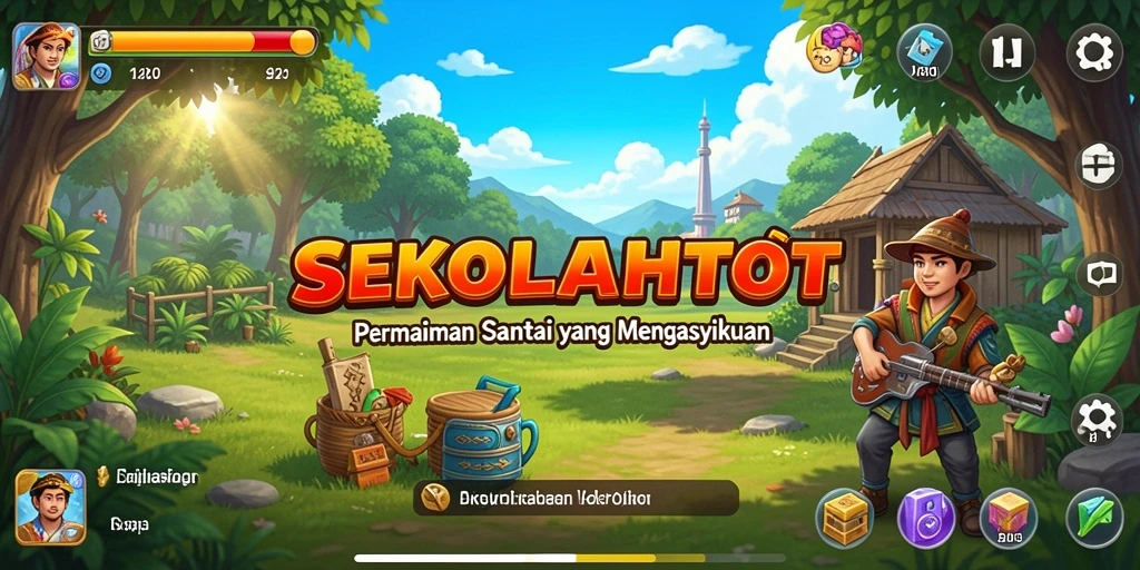 Tampilan gameplay SEKOLAHTOTO yang ceria dan menghibur.