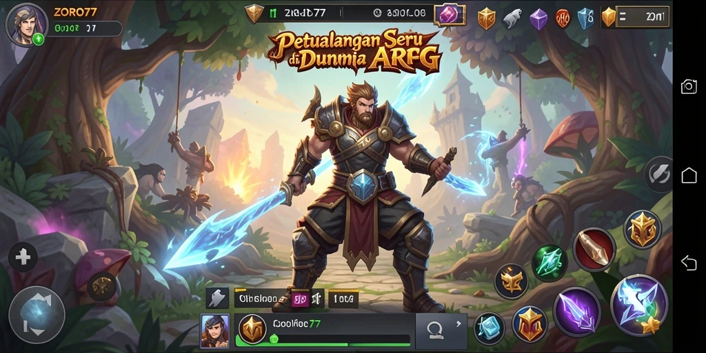 Tampilan seru gameplay ZORO77 dengan aksi pertempuran ARPG.