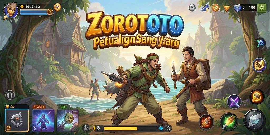 Screenshot gameplay ZOROTOTO menunjukkan petualangan yang mendebarkan.